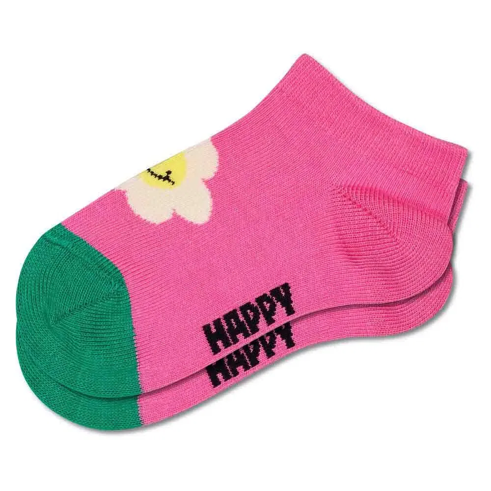 Носки короткие с улыбающейся ромашкой Happy Socks 2 пары, розовый — фото 4