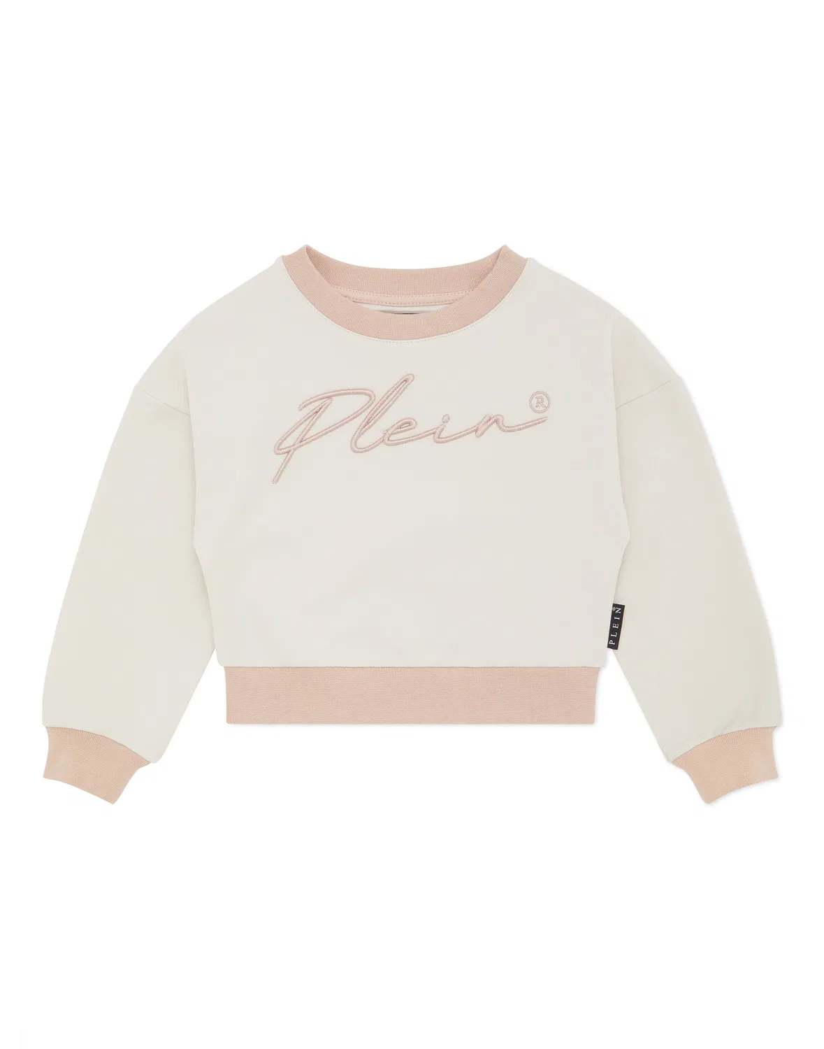 Детский укороченный свитшот с круглым вырезом Signature PHILIPP PLEIN, Offwhite