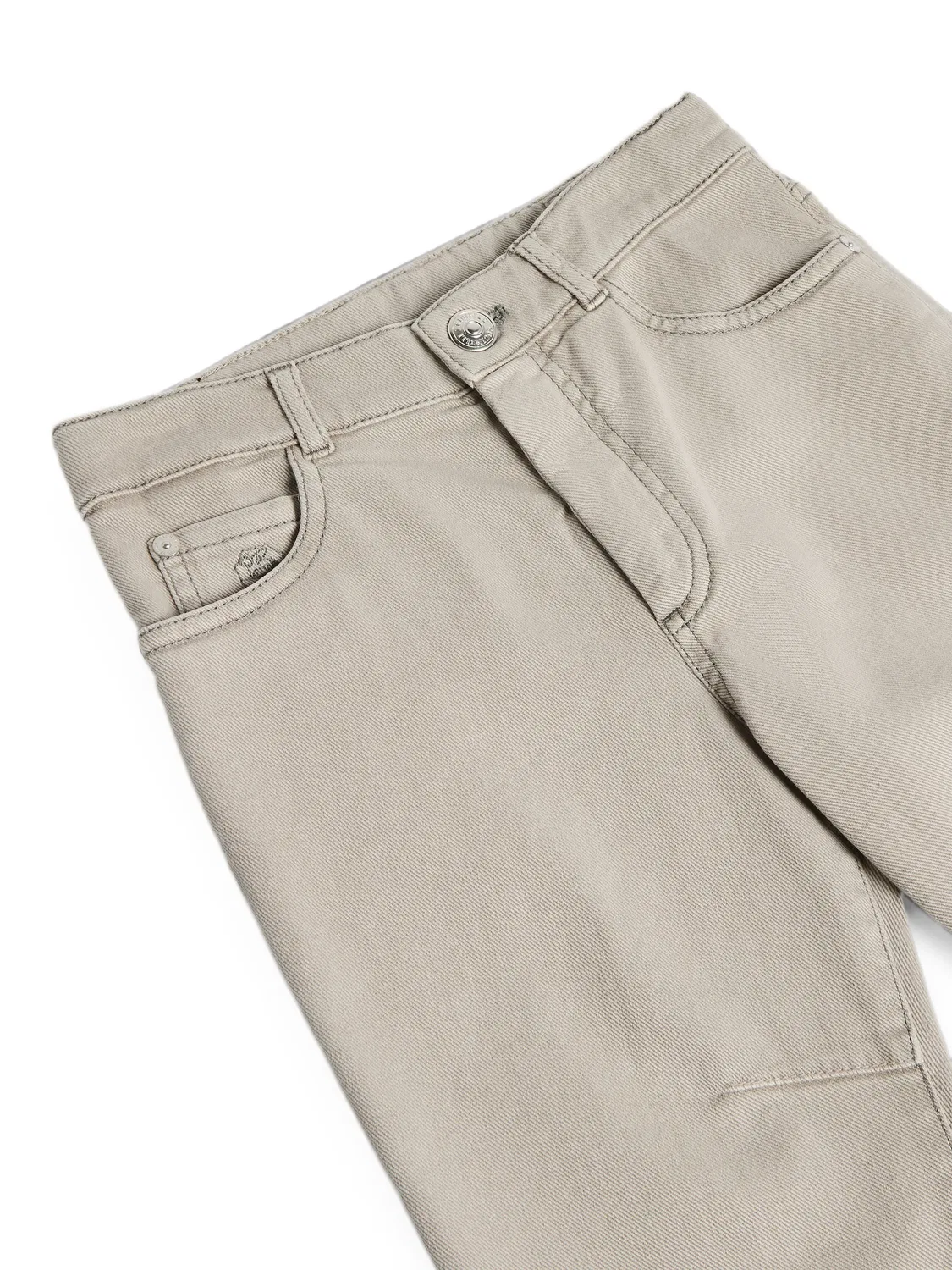 Легкие джинсы с контрастной строчкой Brunello Cucinelli Kids, нейтральные цвета — фото 3