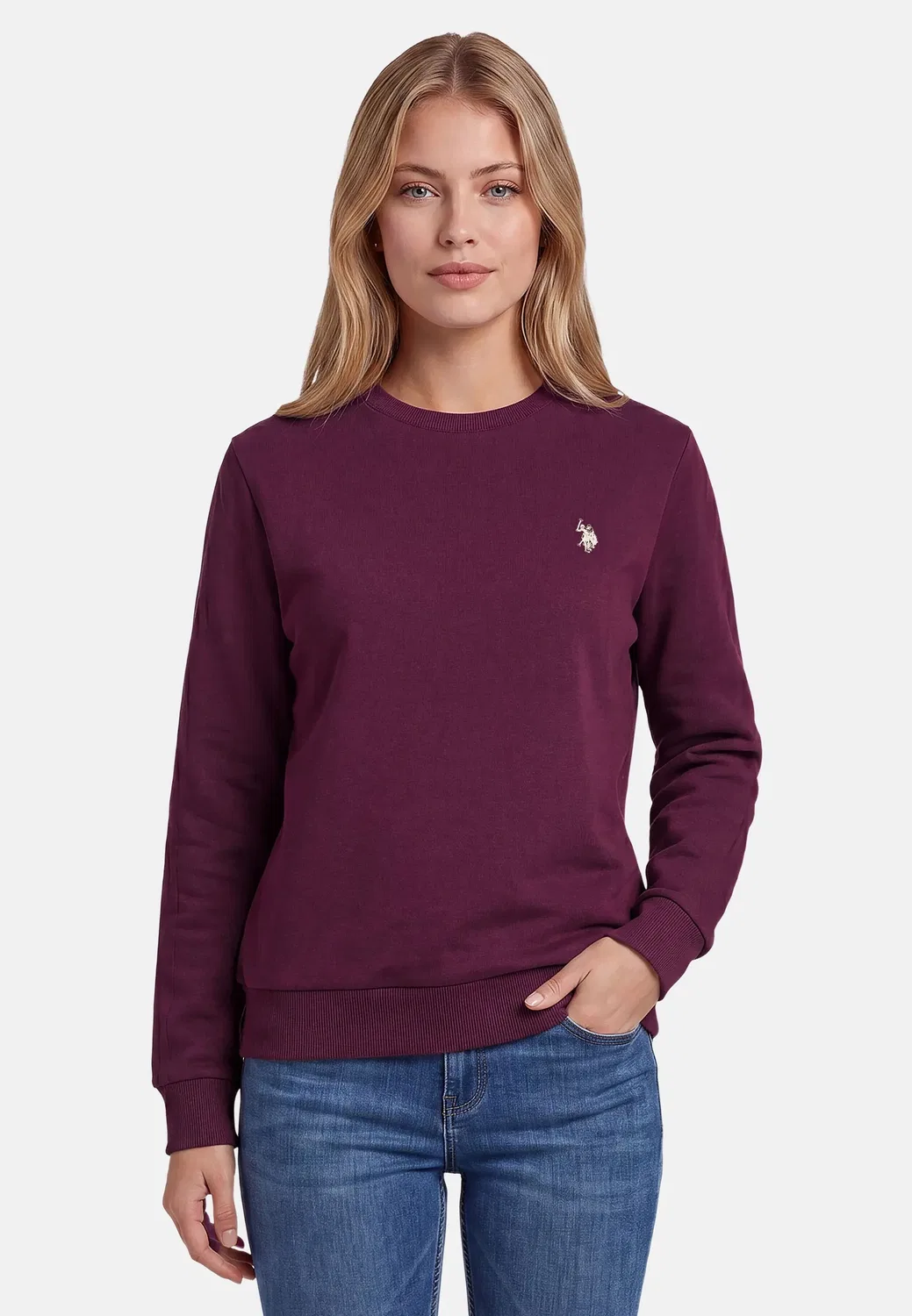 Женский пуловер с круглым вырезом U.S. Polo Assn., Prune-Beige