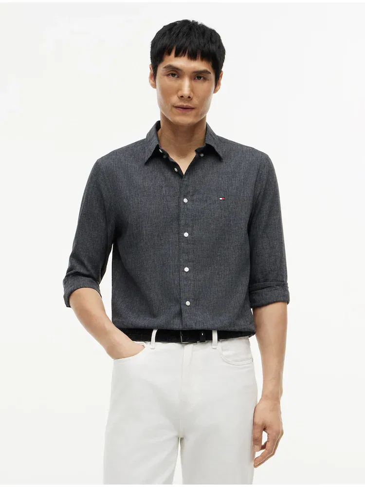 Рубашка Regular Fit с вышивкой TOMMY HILFIGER, Black