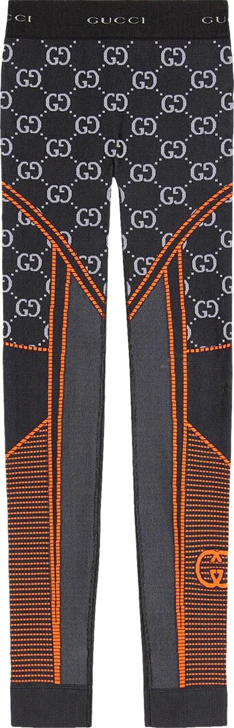 Леггинсы Gucci GG Jersey Jacquard Leggings Black/Orange, черный