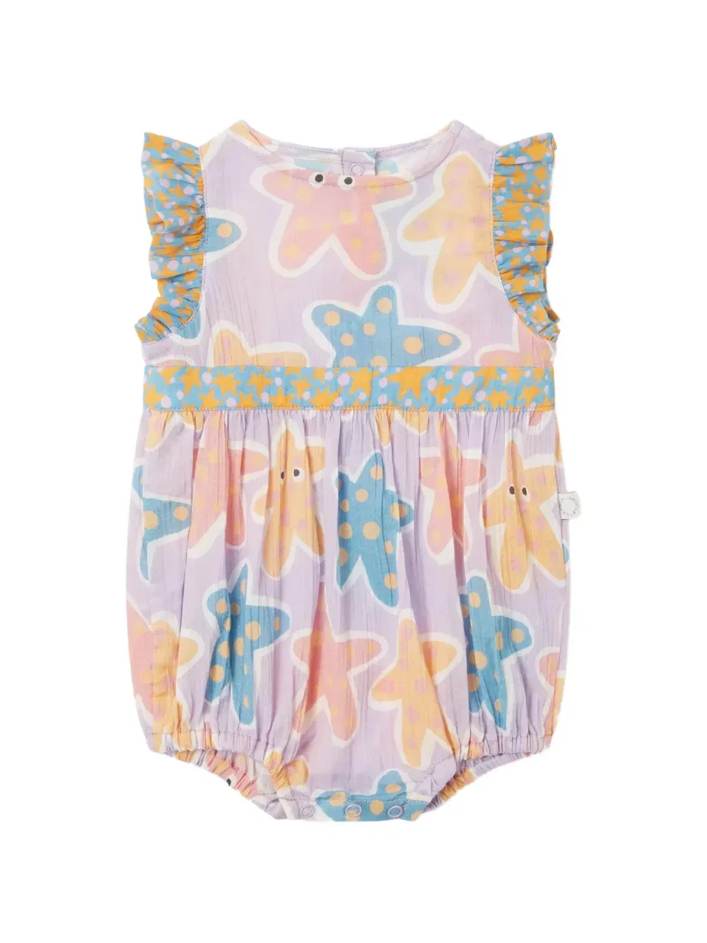 Ромпер в оборках со звездным принтом Stella McCartney Kids, фиолетовый