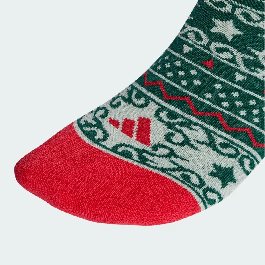 Спортивные носки ADIDAS SPORTSWEAR «Рождество» кремового и темно-зеленого цвета — фото 3