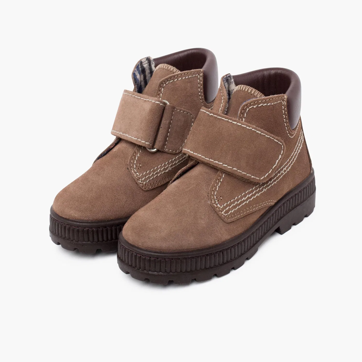 Детские ботинки на липучке Pisamonas Pisamonas Stivali Suola Track Con Cuciture Di Chiusura Aderenti, Taupe — фото 4