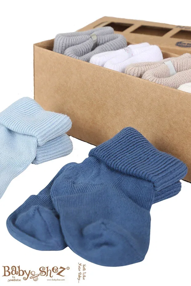 Детский комплект носков для новорожденных хлопковый Organic baby socks set Baby Shez, Blue — фото 3