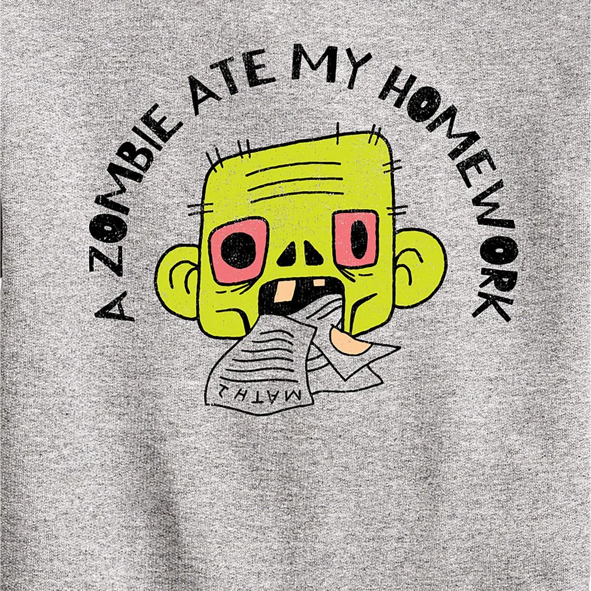 Детское худи с длинным рукавом A Zombie Ate My Homework Instant Message, Athletic Heather — фото 2