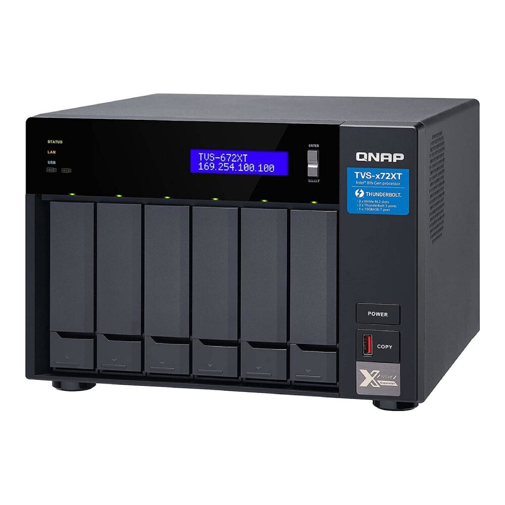 

Сетевое хранилище QNAP TVS-672XT, 6 отсеков, 8 ГБ, без дисков, черный