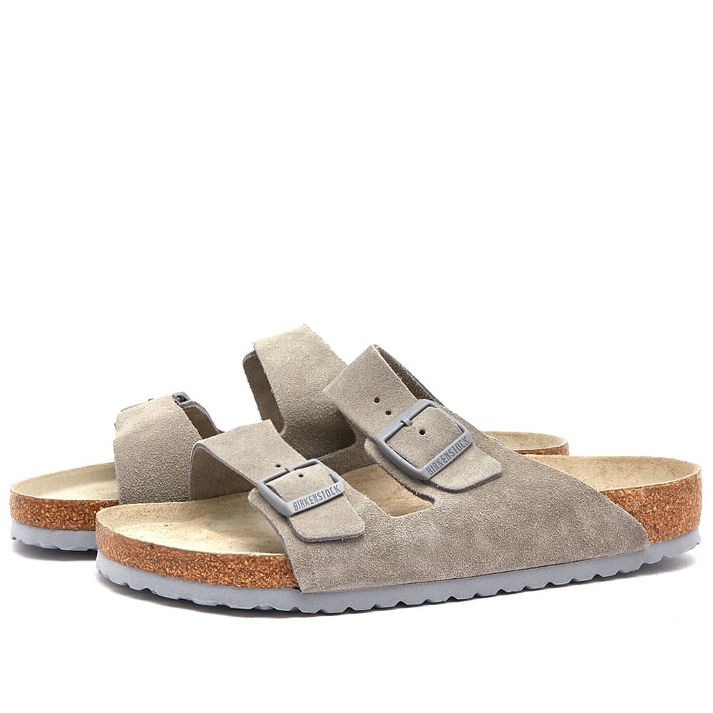 Сандалии Birkenstock Arizona Soft Footbed Suede Leather, серо-бежевый