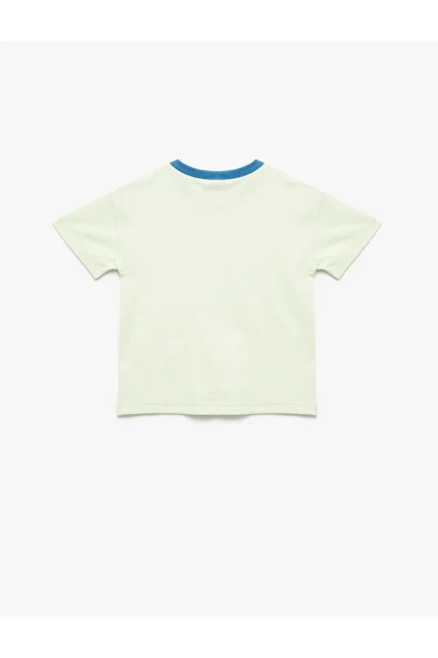 Детская футболка для девочек с принтом Robot Printed Cotton Short Sleeve Crew Neck T-Shirt Koton, Green — фото 2