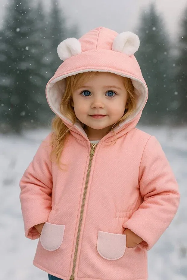 Детское зимнее пальто для девочек с капюшоном Çocuk Giyim Merkezi, Pink