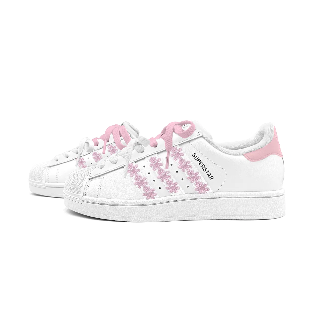 Детские кеды для скейтбординга с принтом Superstar 2 Adidas Originals, White Pink — фото 4