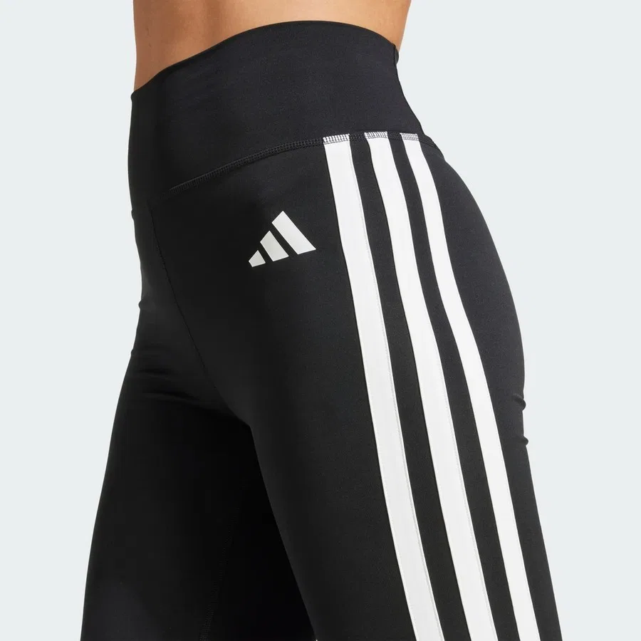 Леггинсы спортивные с расклешенным низом Optime Essentials 3-Stripes Flared adidas, Черно-белый — фото 4