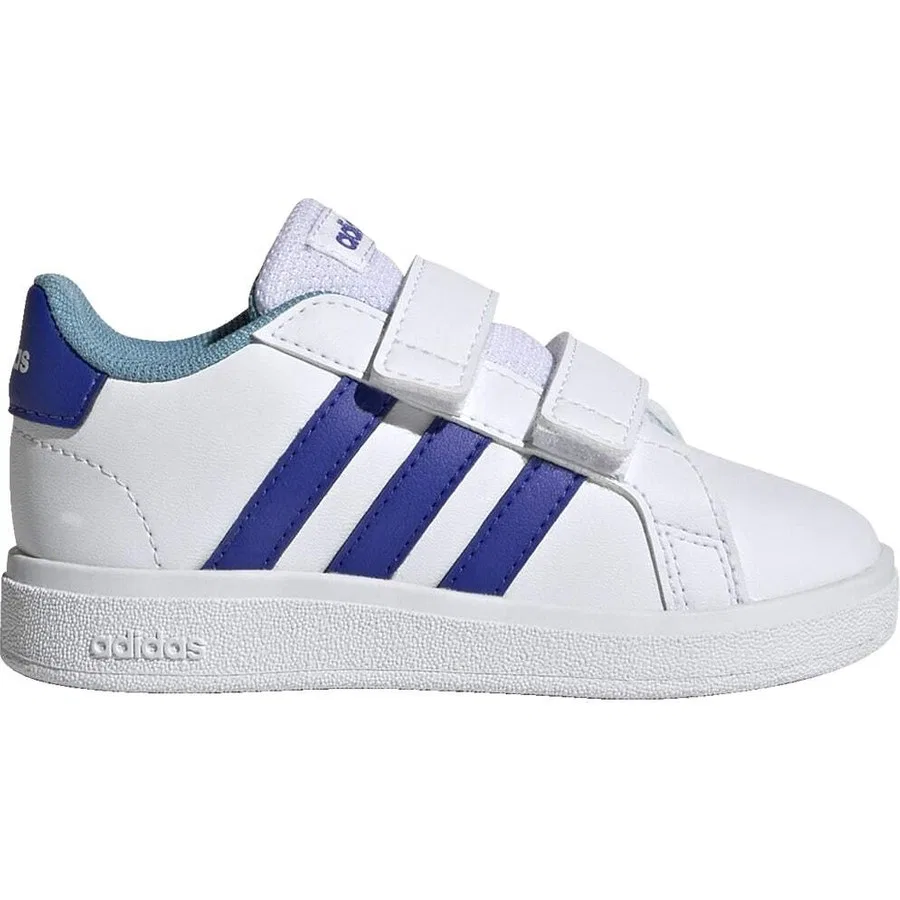 Кроссовки повседневные с липучками Grand Court Lifestyle adidas, Бело-синий — фото 2