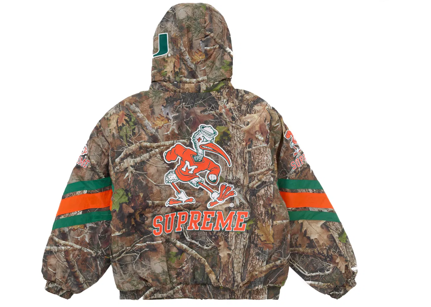 Мужская куртка с капюшоном и принтом Supreme Mitchell & Ness NCAA Hooded Stadium Jacket, Woodland Camo — фото 3