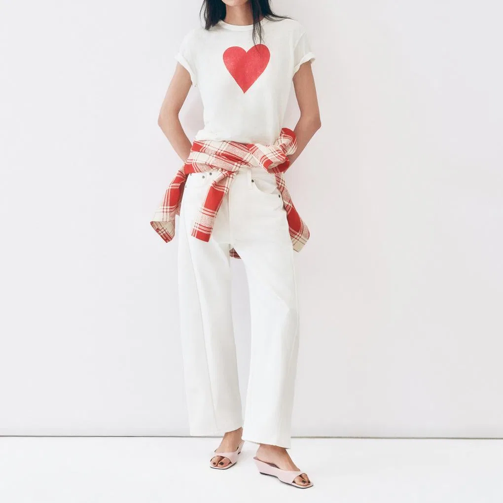 Женские джинсы из модеративно широких штанин White ZARA, Белый — фото 4