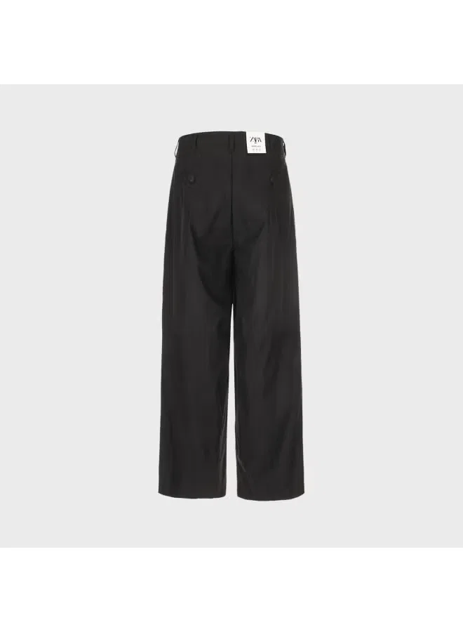 Брюки свободные зауженные Zara, черный — фото 3