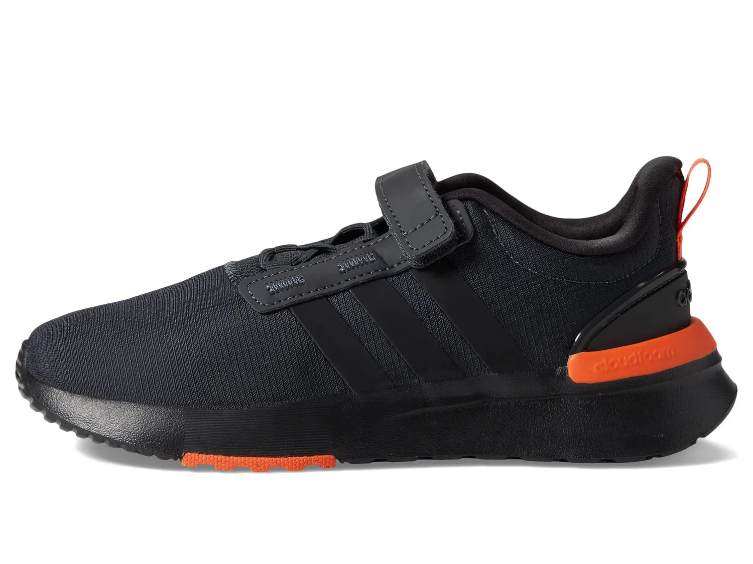 Детские кроссовки для мальчиков с липучкой Racer Tr21c Adidas, Carbon Black Orange Semi Impact — фото 4