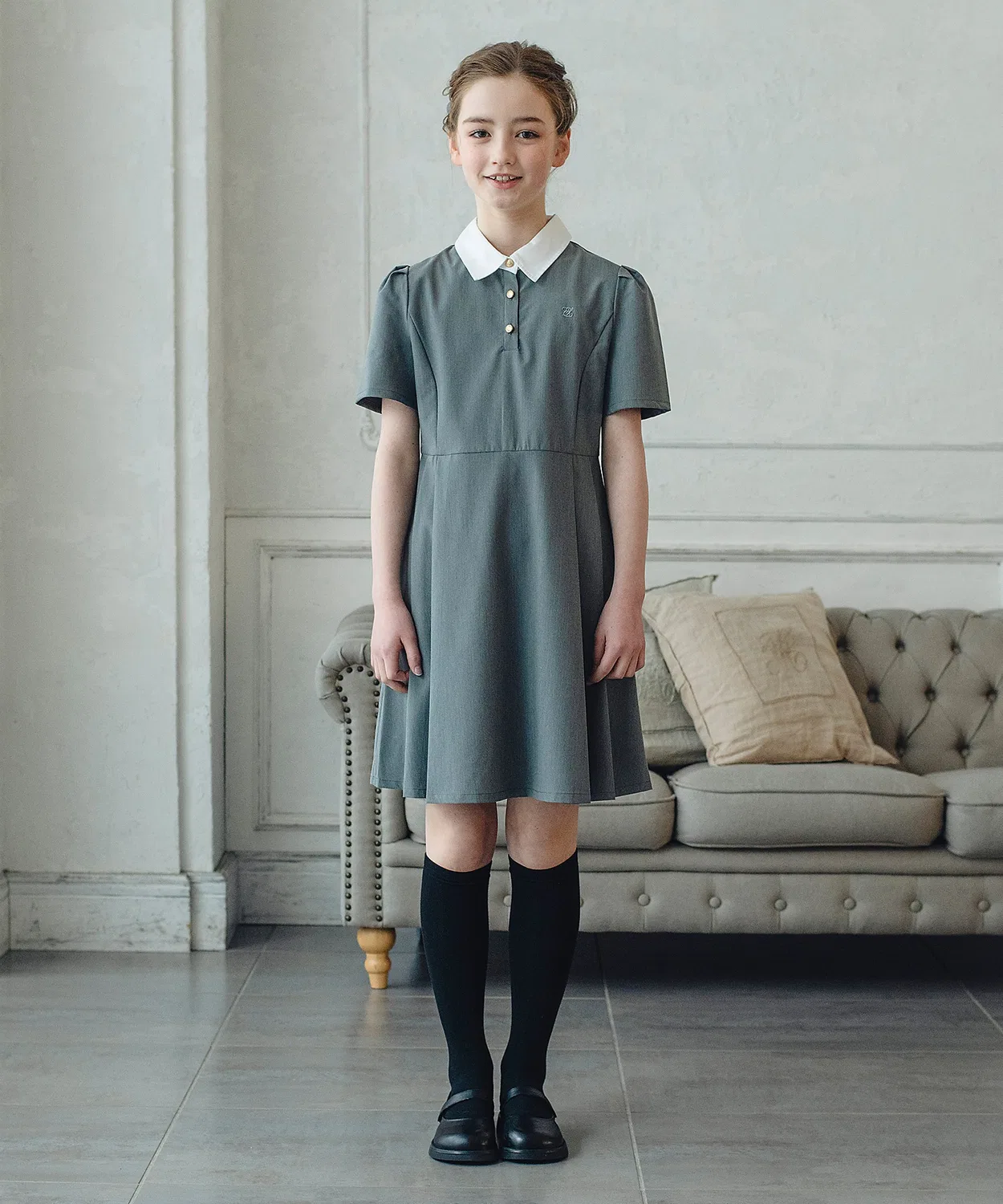 Детское платье для девочек с коротким рукавом DRESCCO Classic Grey, Grey