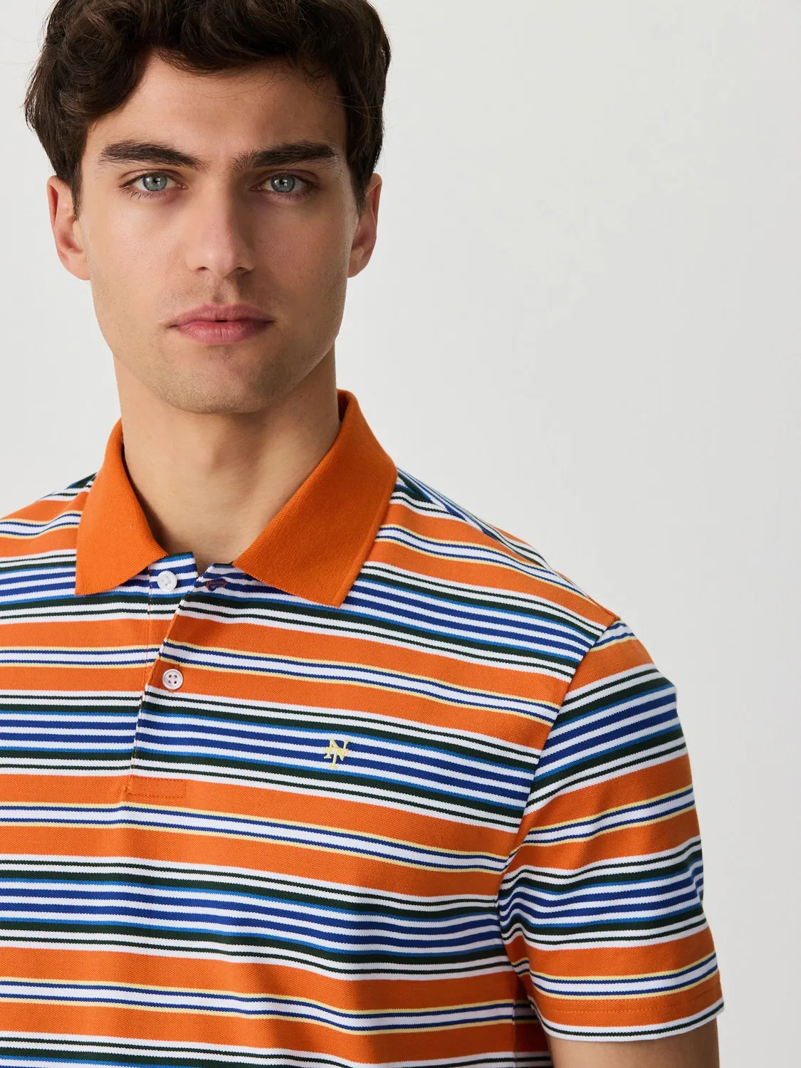 Поло с горизонтальными полосками, модель Orange Horizontal Striped Next, оранжевый