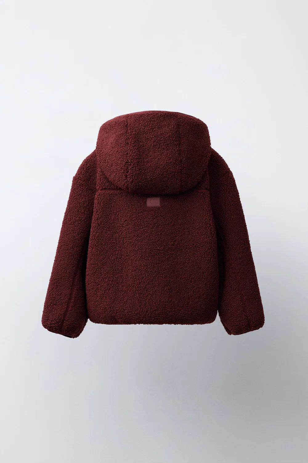 Куртка с капюшоном из искусственной овчины ZARA, dark russet — фото 4