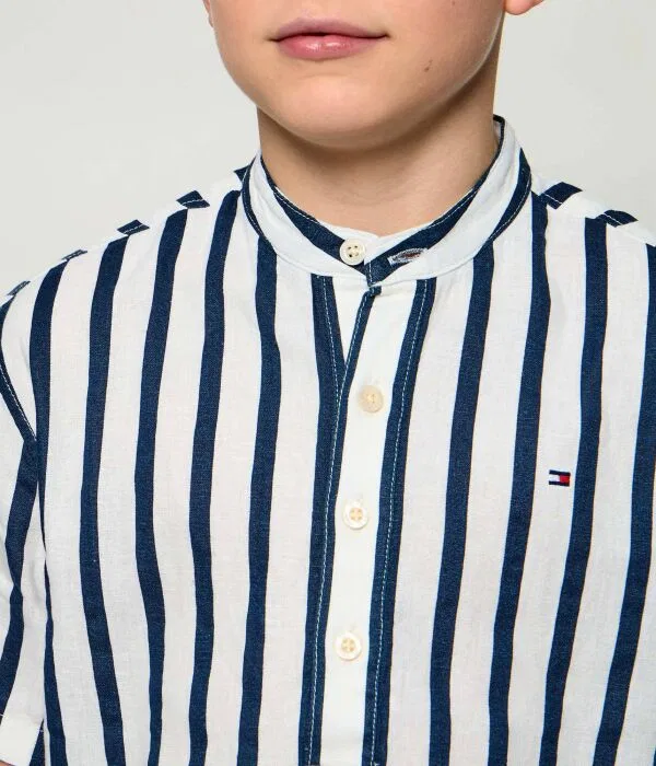 Детская рубашка из льна с коротким рукавом Tommy Hilfiger, Blu Marino — фото 4