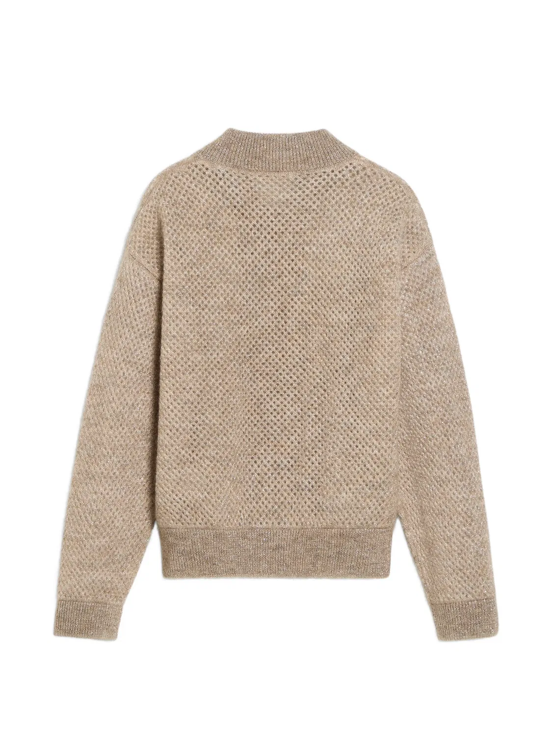 Сетчатый кардиган на молнии Brunello Cucinelli Kids, нейтральные цвета — фото 2