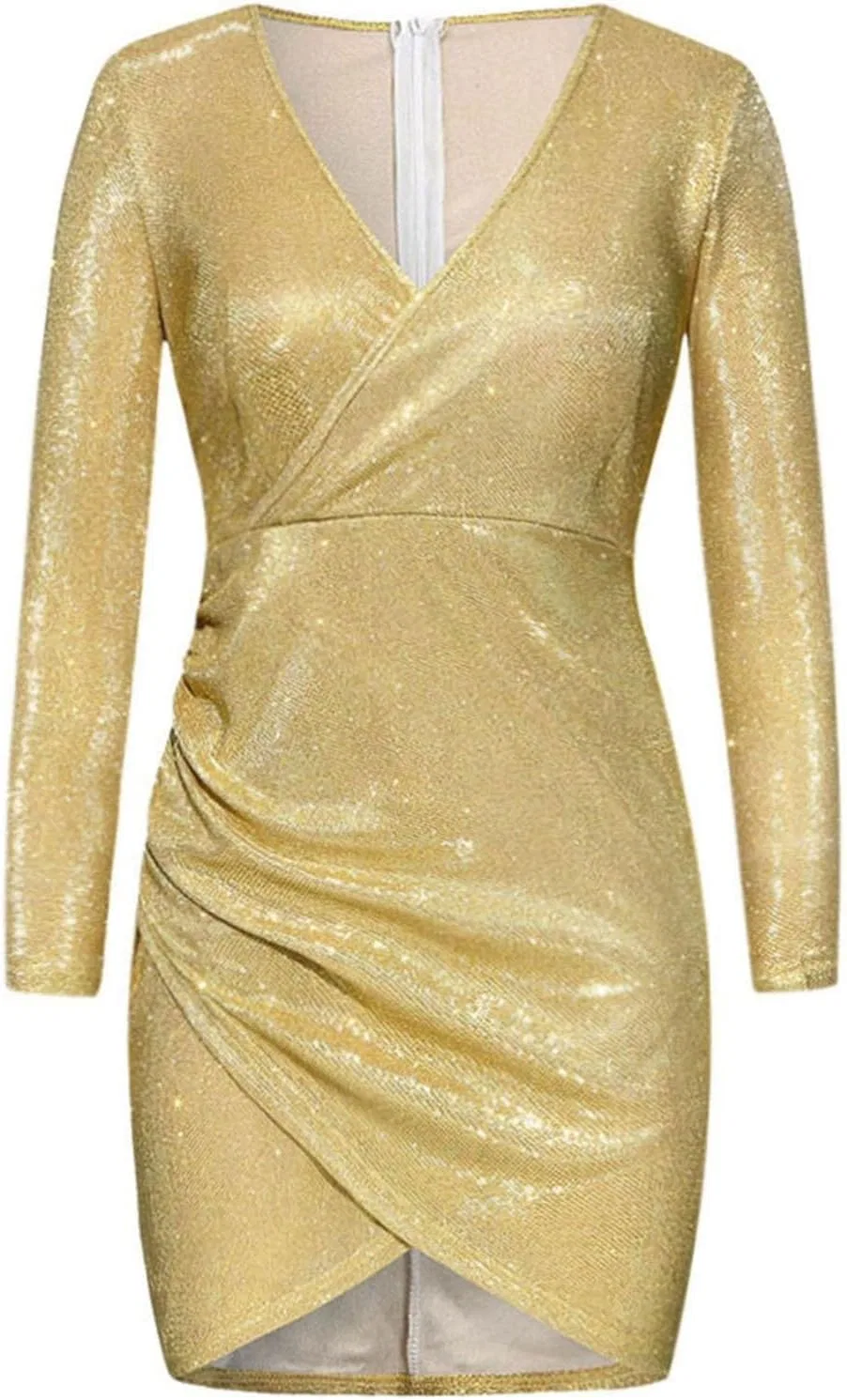 Женское длинное платье с V-образным вырезом Sequins, Yellow — фото 4