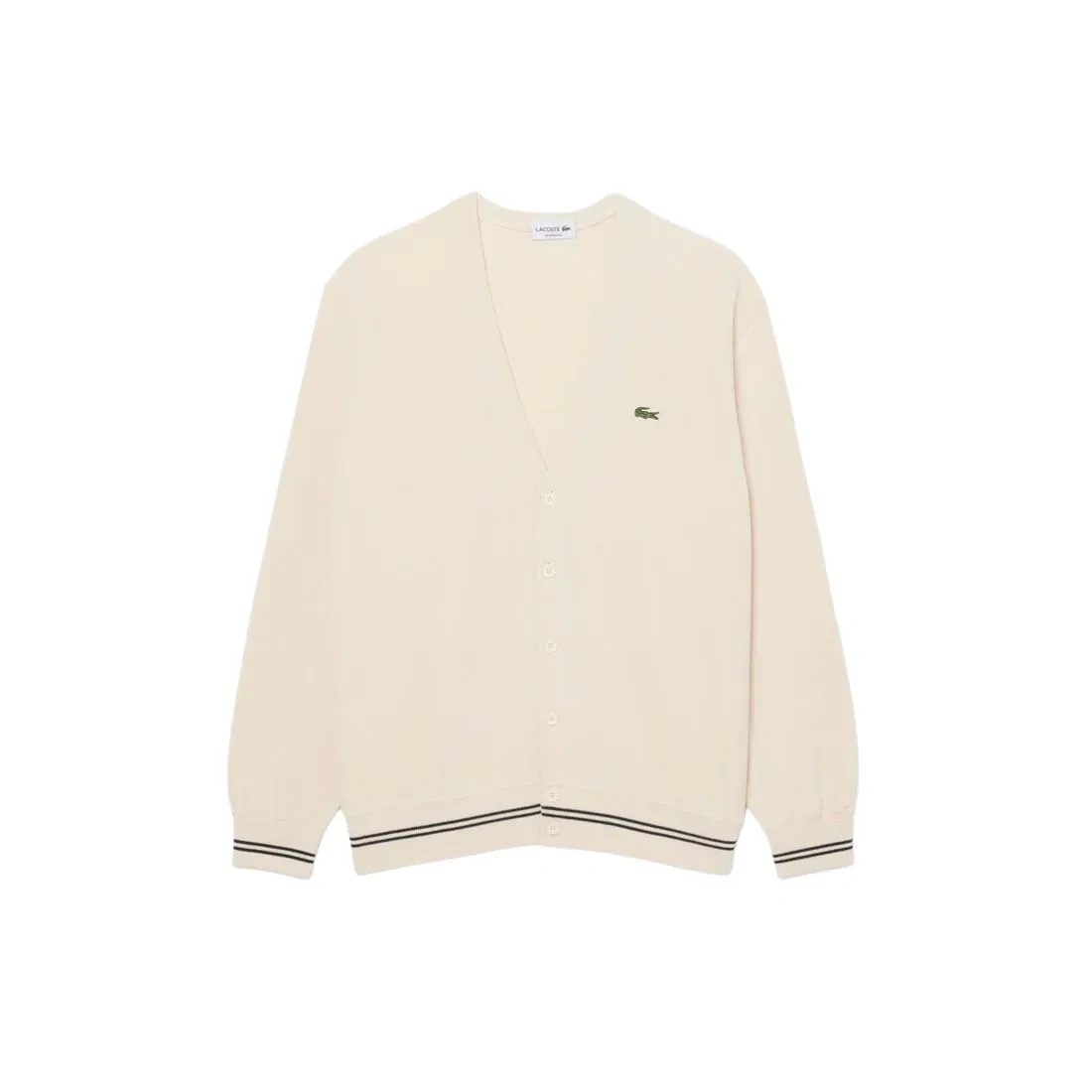 Мужской джемпер с V-образным вырезом LACOSTE, Ivory