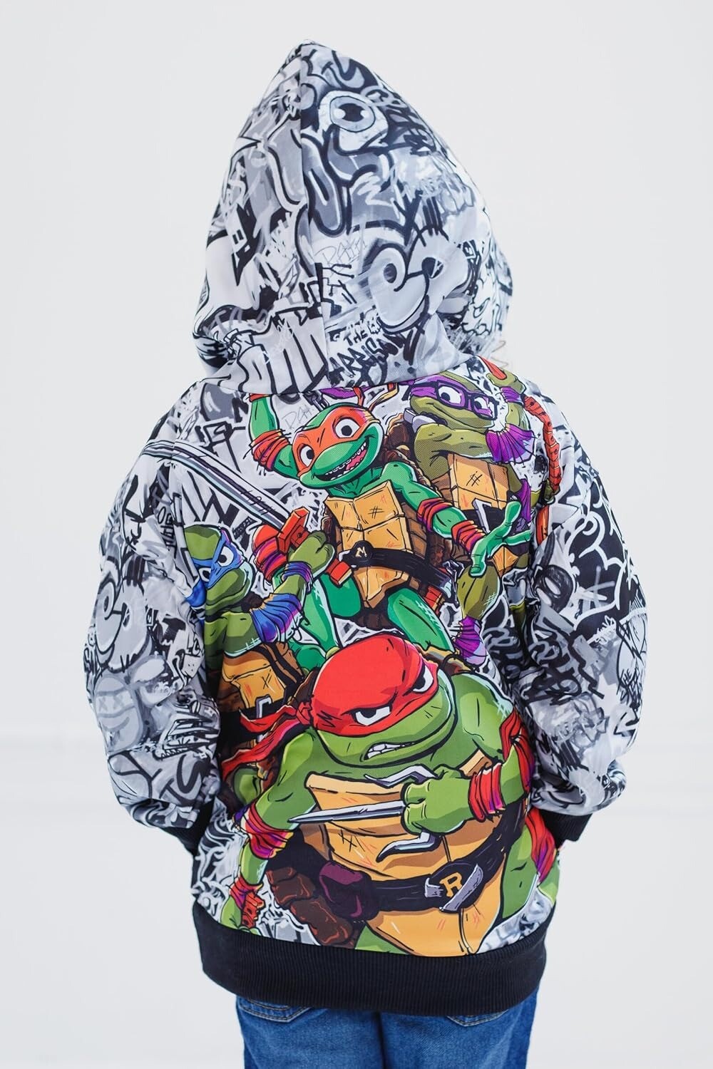 Худи Teenage Mutant Ninja Turtles Fleece, Toddler To Big Kid Sizes (2T - 18-20), черный/белый/серый — фото 3