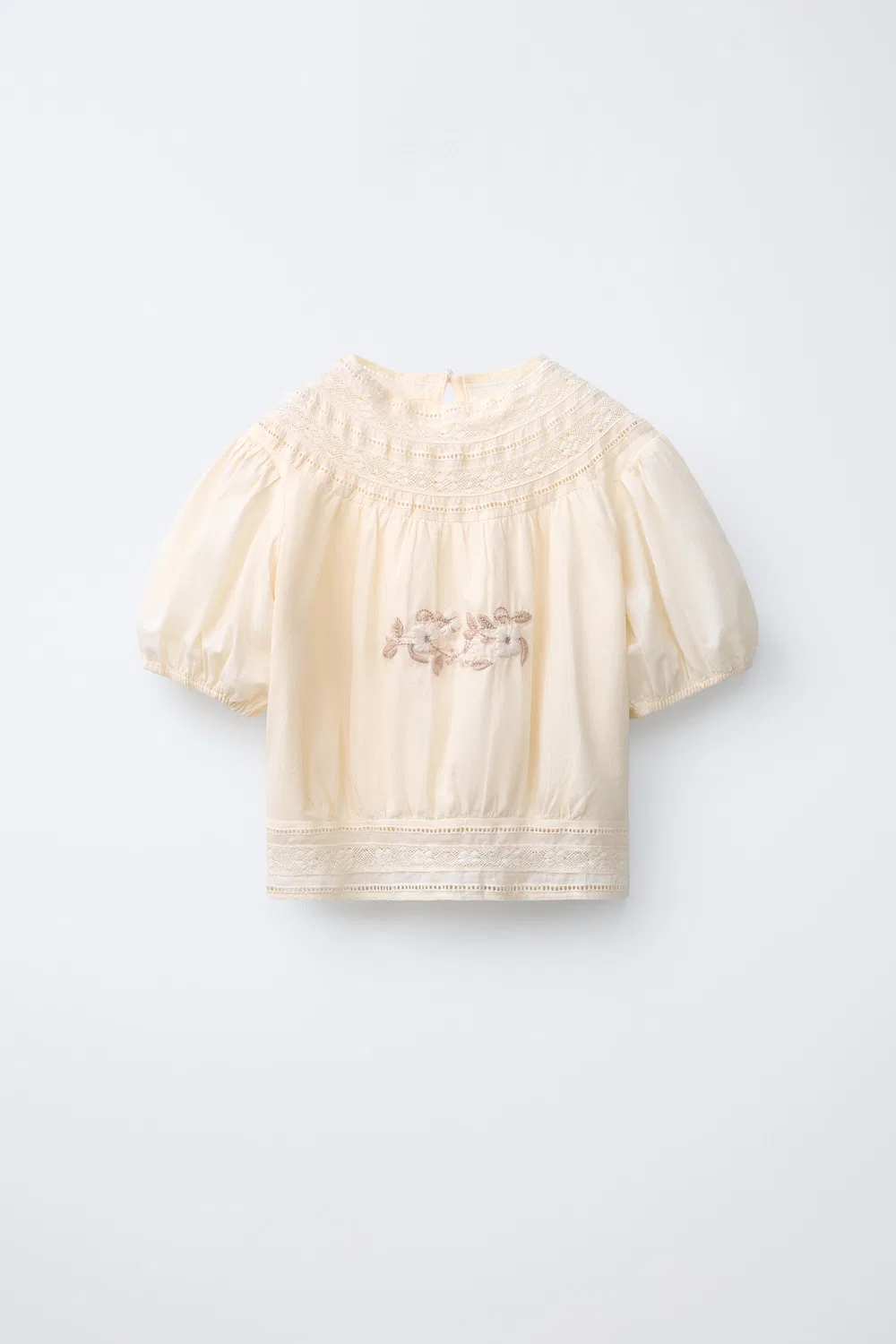 Блузка с вышивкой ZARA, Ecru