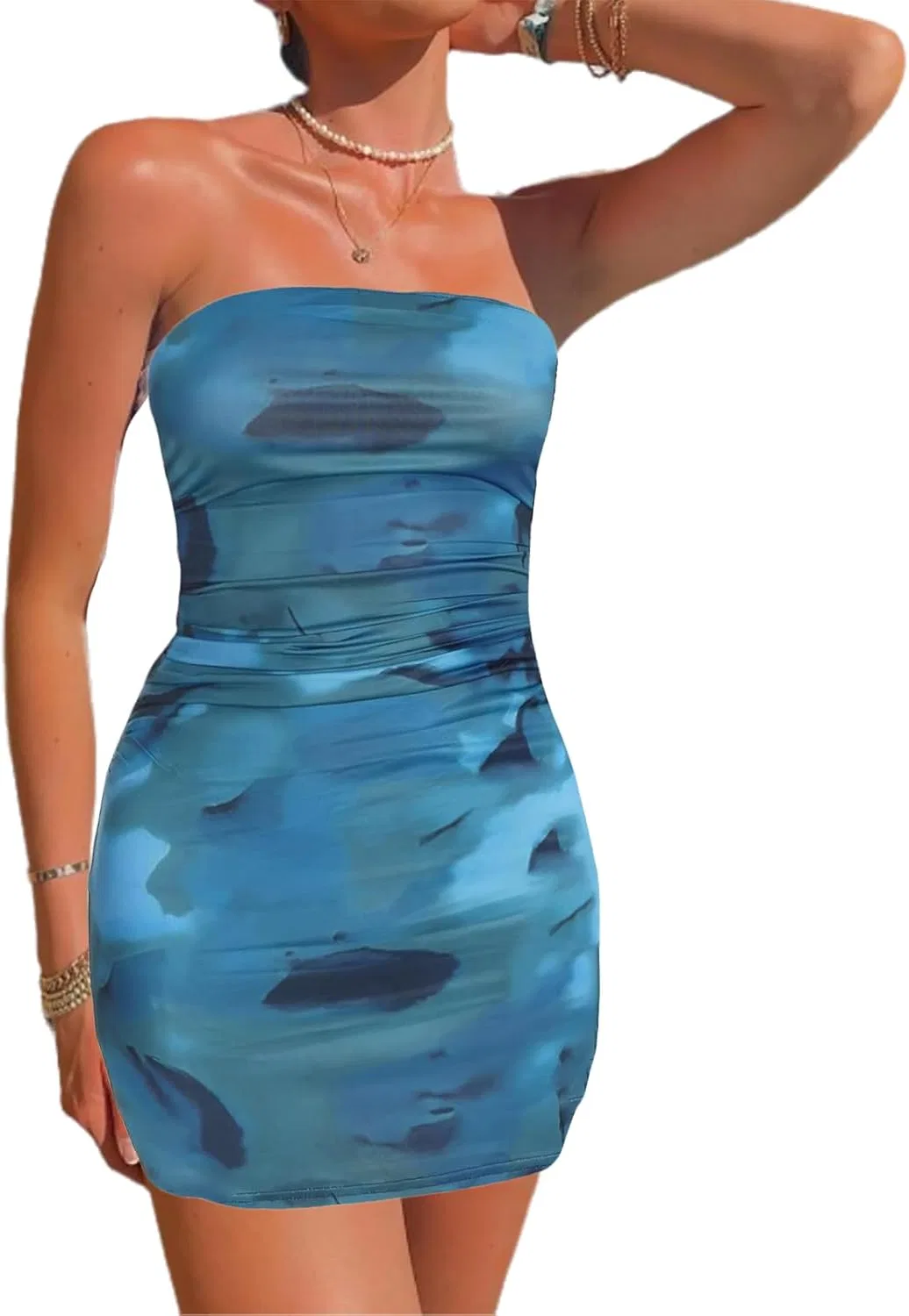 Женское мини-платье с цветочным принтом Bodycon, Blue