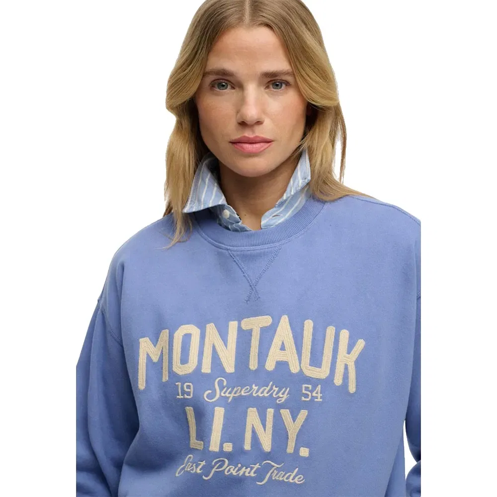 Свитшот свободный Superdry Beach Club Loose Crew, синий — фото 3