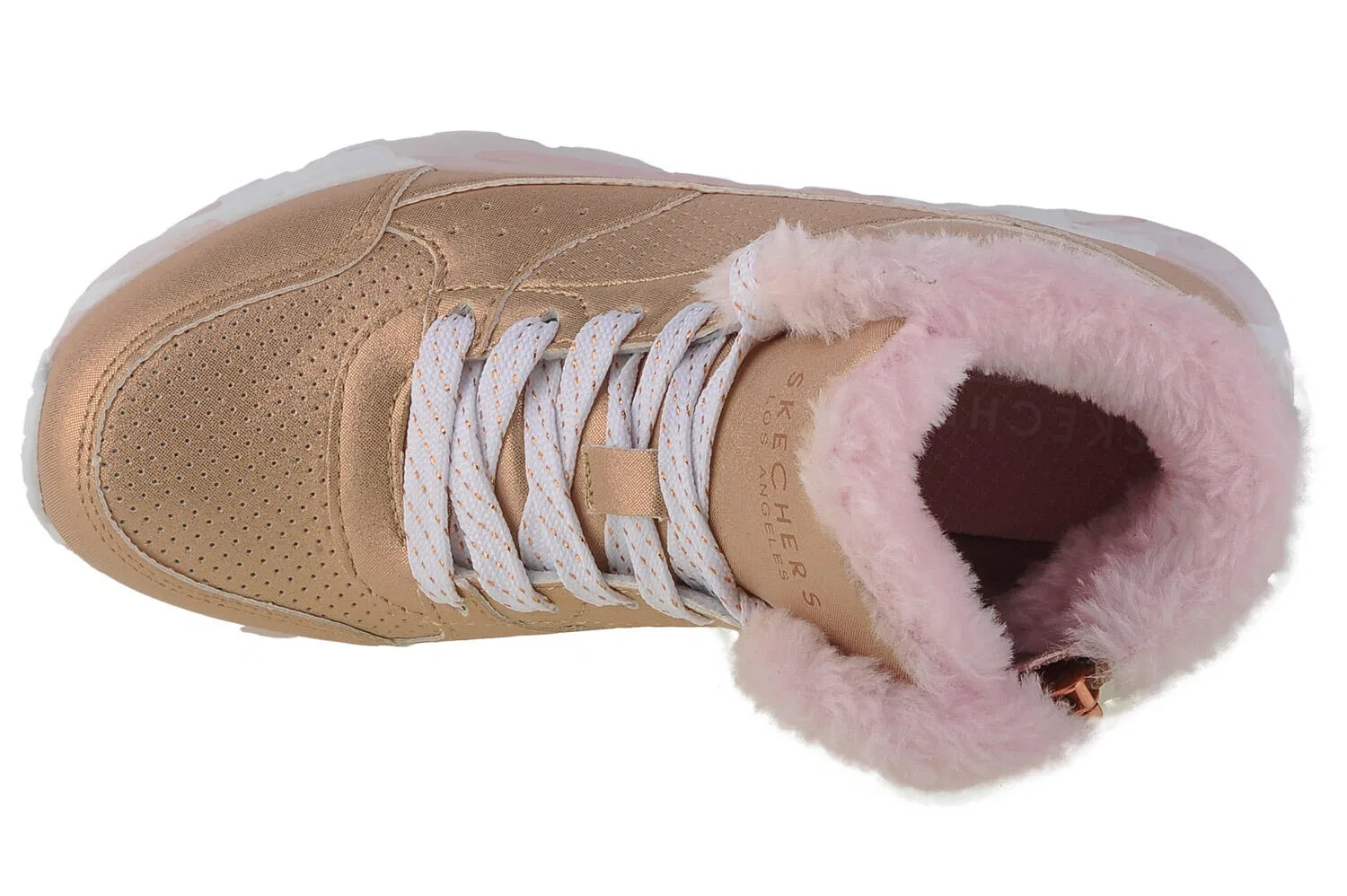 Детские кроссовки для девочек с технологией Air-Cooled Memory Foam Uno Lite Camo Dazzle Skechers, Gold Rosa — фото 3