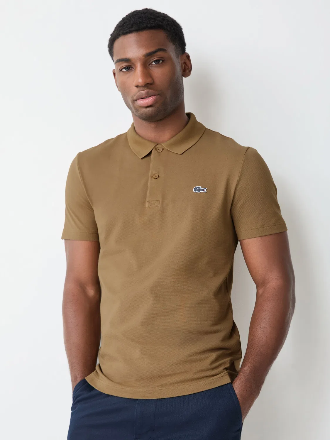 Lacoste Светло-коричневая рубашка-поло стандартного кроя с короткими рукавами