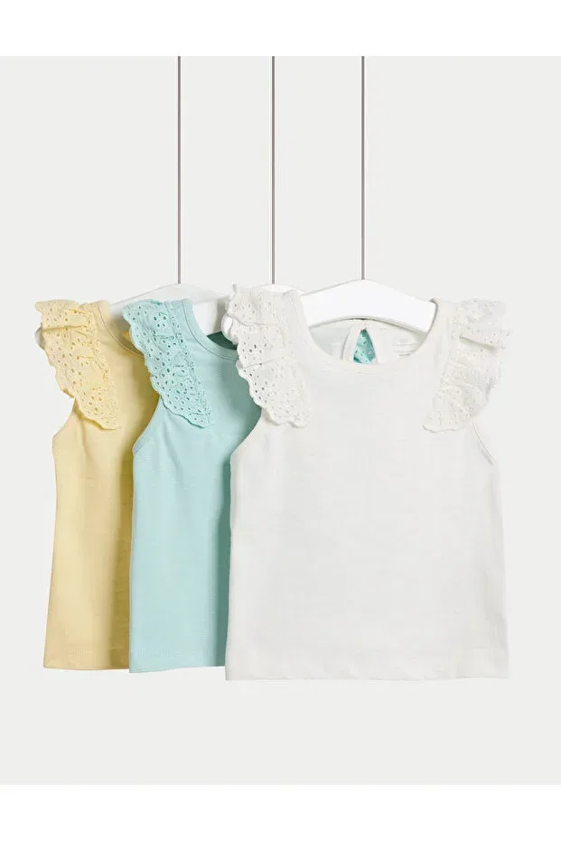 Детский топ с рюшами без рукавов комплект 3 шт Marks & Spencer, Multi Color