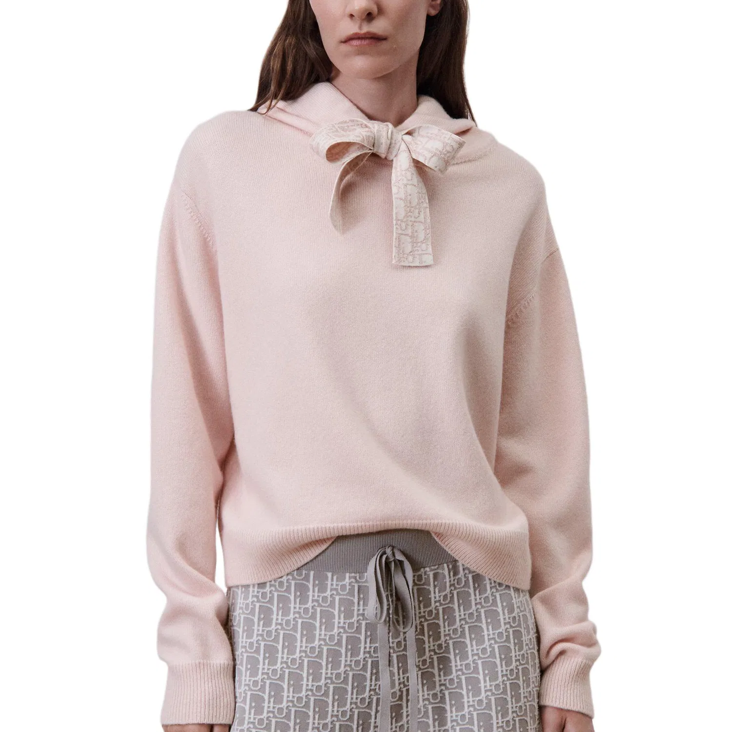 Женский свитер с капюшоном, диагональный, Pink, DIOR