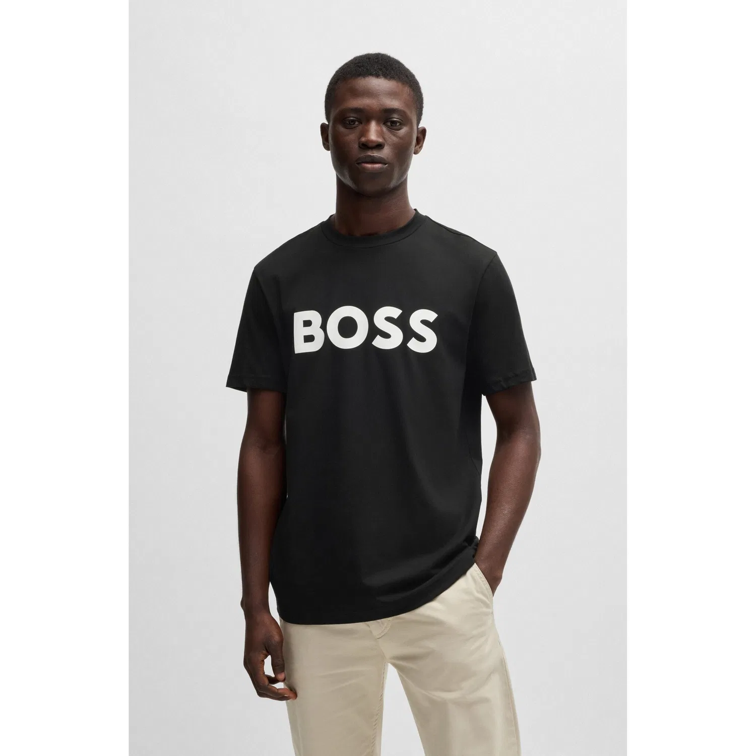 Детская хлопковая футболка с круглым вырезом и принтом BOSS ORANGE, Black — фото 2