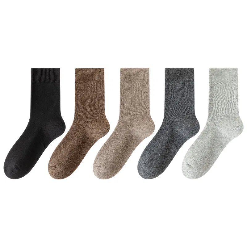 Детские носки-гольфы комплект из 5 пар, Unisex Crew Socks, MIIOW, 5 Pack (Dark Gray 2+Light Gray 2+Beige) — фото 3