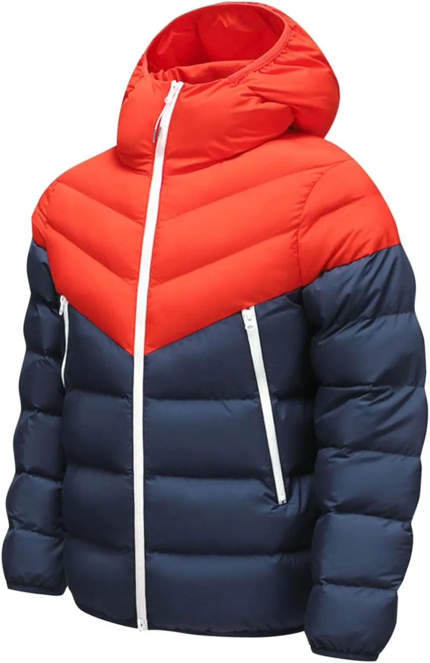 Мужская куртка с капюшоном, ветрозащитная, Puffer Jacket, синий