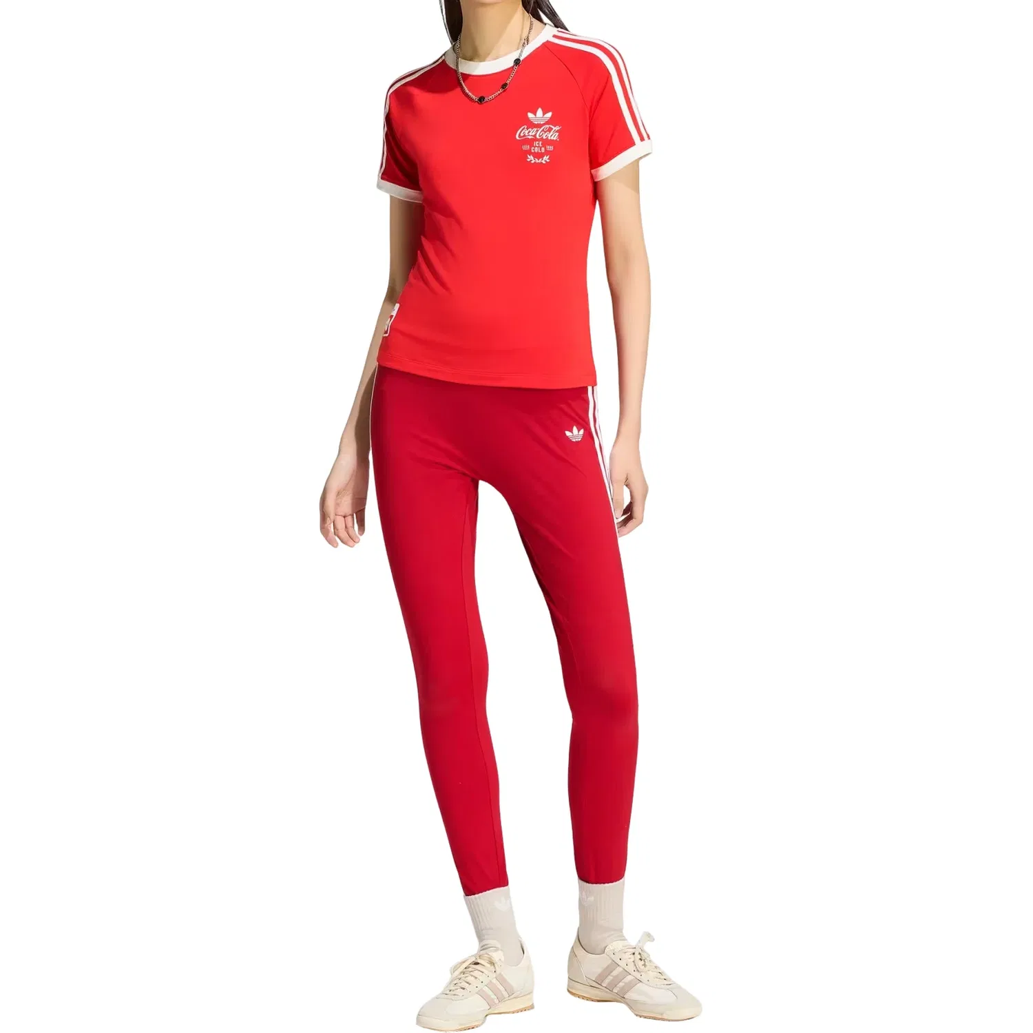 Женская футболка с принтом Adidas x Coca-Cola 3-Stripes Tee, красный — фото 2