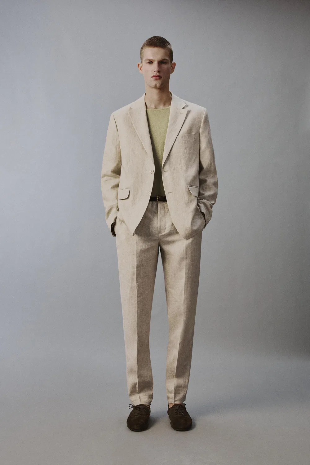 Блейзер из 100% льна ZARA, Light Beige