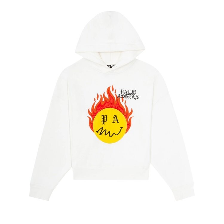Худи Palm Angels Burning Head Hoodie 'Brillant White/Yellow', белый — фото 2