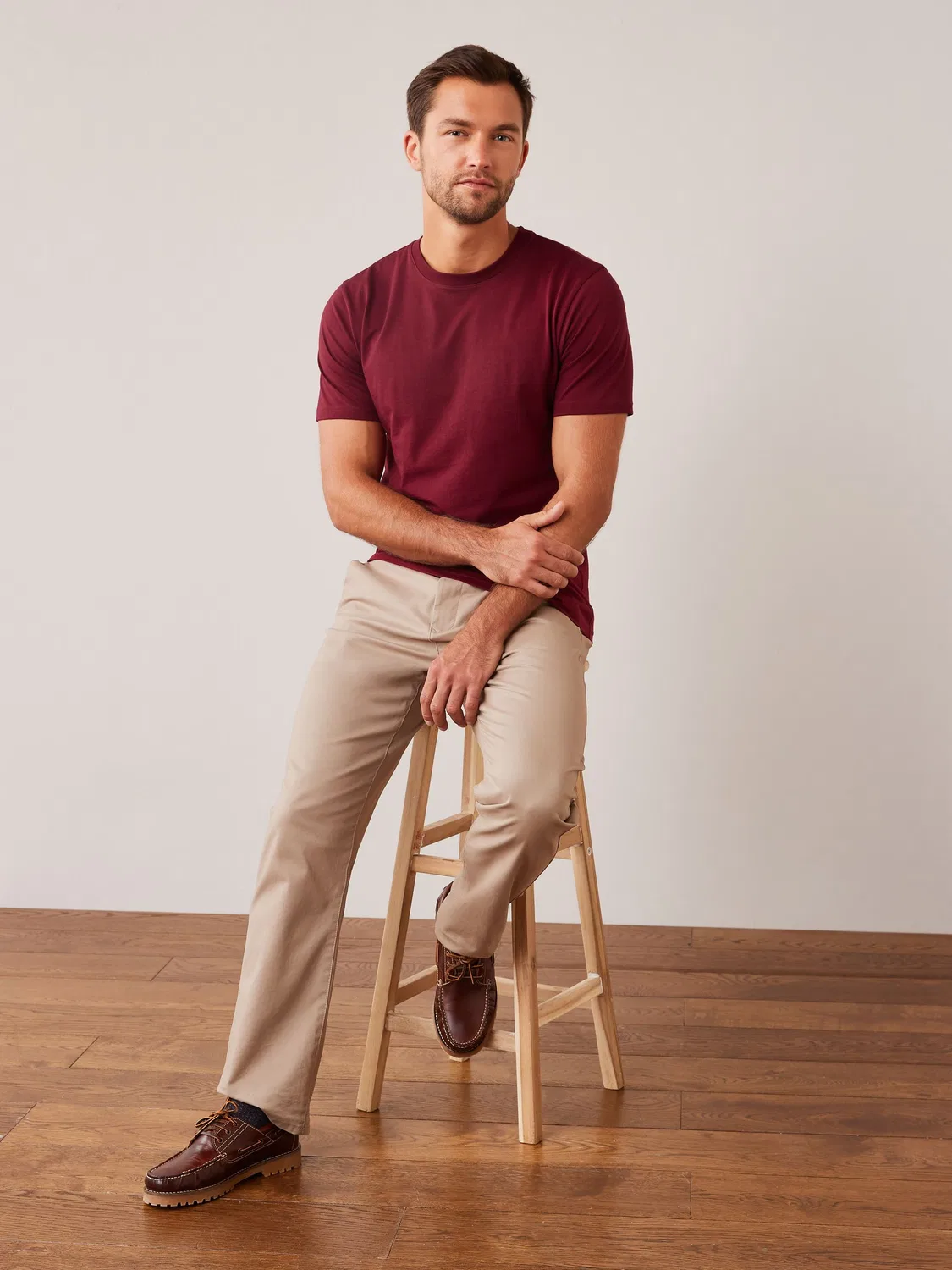 Футболка с круглым вырезом, Slim Fit, Essential Next, красный бургунди — фото 4