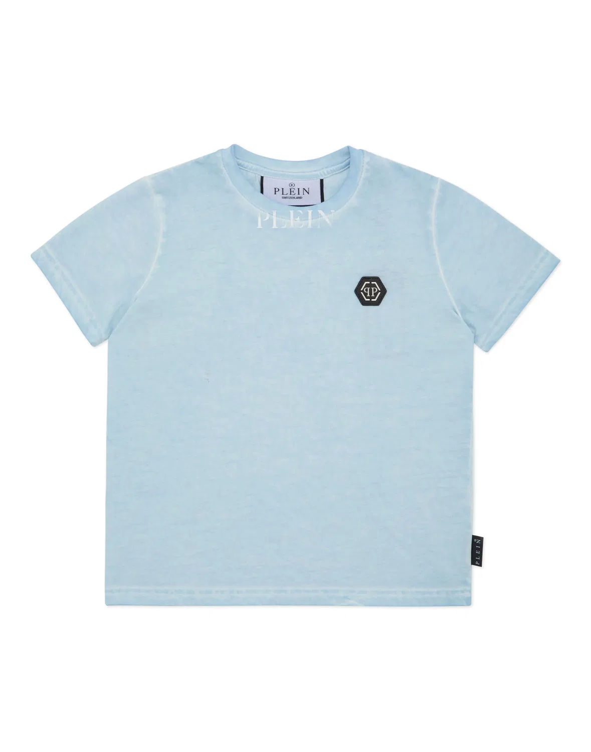 Детская футболка для мальчиков с круглым вырезом Basic Plein Old dye PHILIPP PLEIN, Lightblue