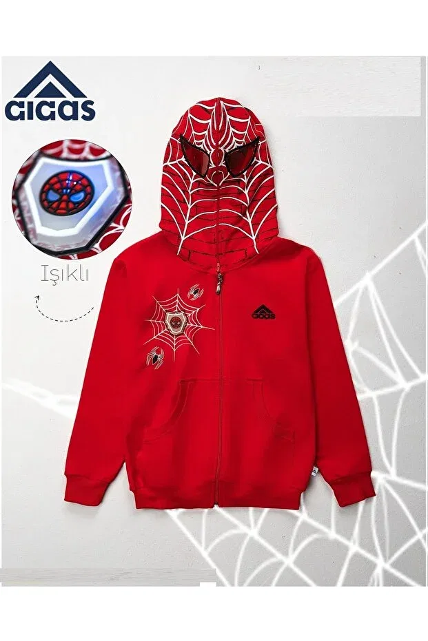 Детский кардиган для мальчиков с принтом Spiderman Printed Lighted Masked Etç Baby, Red