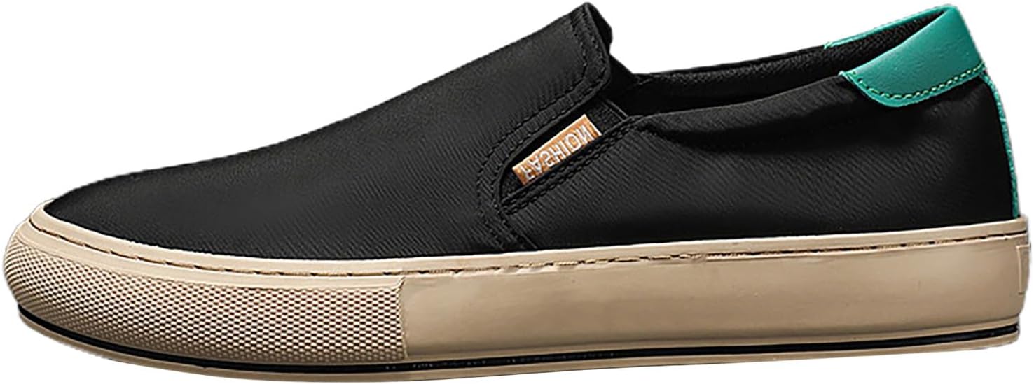 

Мужские слипоны для ходьбы, повседневные и нарядные, с эффектом памяти, дышащие, модные низкие кеды из канвы, нескользящие, для путешествий, бега, тренировок и тренировок в спортзале, широкой посадки Generic, черный