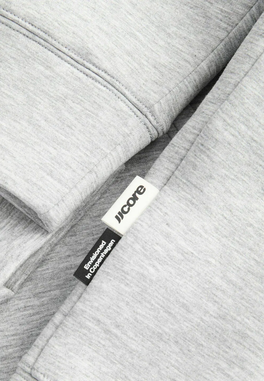 Толстовка с капюшоном, однотонная, для подростков - на молнии Jack & Jones Junior, Light Grey Melange — фото 3