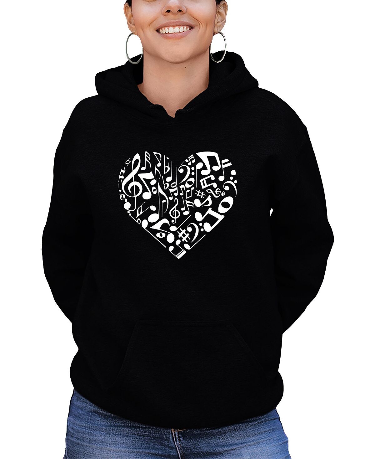

Женская толстовка word art heart notes с капюшоном LA Pop Art, черный
