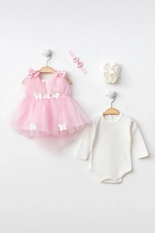 Детское платье для девочек с принтом Butterfly Tail Tulle Dress Harry&Millie, Pink — фото 2